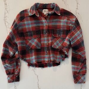 BDG Multicolor Plaid Cropped Flannel Shirt